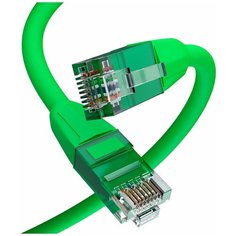 Патч корд 2м Safe Solution литой UTP LSZH Lan кабель для интернета категории 6 от GCR 10 Гбит зеленый