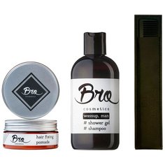 Набор Bro Cosmetics №3.0 // помада для волос, sport шампунь-гель для душа, расческа в чехле Brocosmetics