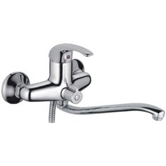 Cron Смеситель для ванны с длинным (30 см) поворотным изливом и душевой лейкой, хромированный CN2229