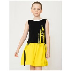 Платье Nota Bene размер 134, черный/желтый