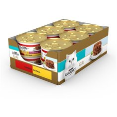 Влажный корм для кошек Gourmet Голд Мясной тортик, с говядиной, с курицей 12 шт. х 85 г (кусочки в желе)