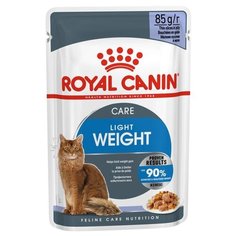 Влажный корм для кошек Royal Canin Light Weight Care (низкокалорийный), профилактика избыточного веса 85 г (кусочки в желе)