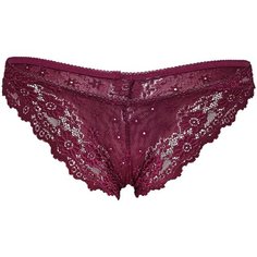 Le Cabaret Трусы Бразильяна кружевные с низкой посадкой, размер 40-42, винный