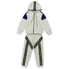 Спортивный костюм ЁМАЁ размер 104, серый меланж/синий меланж