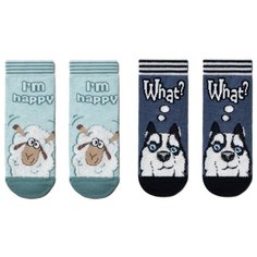 Носки Conte-kids комплект 2 пары размер 18, бледно-бирюзовый/темный джинс