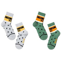 Носки Conte-kids комплект 2 пары размер 16, светло-серый/хаки