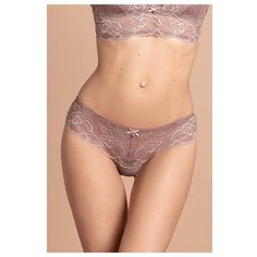 Laete Трусы бразильяна низкой посадки с кружевом, размер S(44), бежево-коричневый