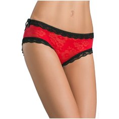 Le Cabaret Трусы слипы низкой посадки с бантиком сзади, размер S, черный/красный