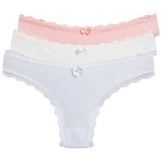 Magic lady Набор трусов бразильяна с кружевом, 3 шт., размер 48, светло-розовый/белый/светло-бежевый
