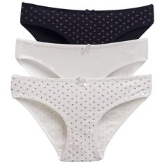 Magic lady Набор трусов слипы с низкой посадкой, 3 шт., размер 44, слоновая кость/темно синий