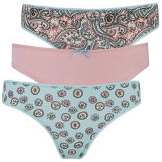 Magic lady Набор трусов слипы классической посадки, 3 шт., размер 46, бирюзовый/персиковый
