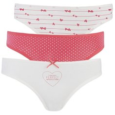 Magic lady Набор трусов слипы средней посадки, 3 шт., размер 44, красный/белый