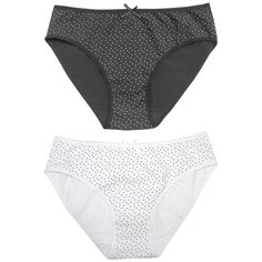 Salvador Dali Набор трусов слипы средней посадки в горох, 2 шт., размер XXL(52-54), белый/черный