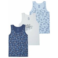 Майка BAYKAR 3 шт., размер 146/152, голубой/синий/молочный