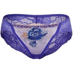 Le Cabaret Трусы слипы низкой посадки с вышивкой и кружевами Арелия, размер 40-46, индиго/светло-голубой