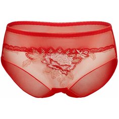 Le Cabaret Трусы слипы средней посадки с вышивкой Амьен, размер 38-48, ярко-красный/бледно-желтый