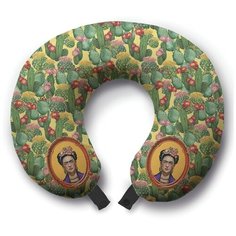 Подушка для шеи Ambesonne Фрида Кало, зеленый/желтый