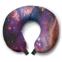 Подушка для шеи Ambesonne Звездный космос, фиолетовый/синий/оранжевый