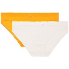 DIM Набор трусов слипы Les Pockets Microfibre, 2 шт., размер 40/42, перламутровый/желтый