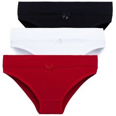Magic lady Набор трусов слипы средней посадки, 3 шт., размер 42, белый/черный/красный