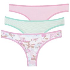 Magic lady Набор трусов стринги с низкой посадкой, 3 шт., размер 42, розовый/салатовый