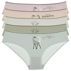 Donella Набор трусов слипы с принтом "жираф", 5 шт., размер XXL, микс