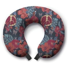 Подушка для шеи Ambesonne Мирные гранаты, красный/серый/синий