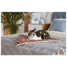 Лежанка для животных, для кошек, для собак, "Не Один Дома" Мягкий коврик, бордовый, XL