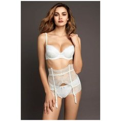 Laete Эффектный широкий кружевной пояс для чулок, молочный, XS