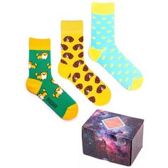 Цветные носки Babushka, набор носков с принтом, 3 пары в коробке, размер 36-39, CGB-6