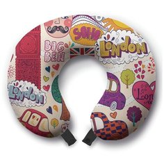 Подушка для шеи Ambesonne Английское детство, разноцветный