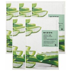 Mizon Joyful Time Essence Mask Aloe тканевая маска с экстрактом алоэ, 23 г, 5 уп.