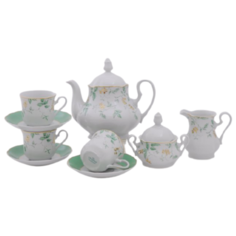 Сервиз чайный Мэри-Энн Зелень и золото, 15 пр., Leander