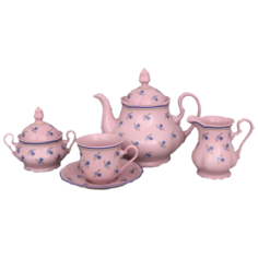 Сервиз чайный Мэри-Энн Незабудки, 15 пр., розовый фарфор, Leander