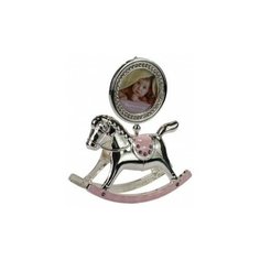 Фоторамка Platinum PF10342P Pink лошадка-качалка розовая, металлическая со стразами 6x6