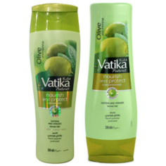 Комплекс Vatika Olive & Henna (Оливковое масло и алоэ для ломких, тонких и поврежденных волос) Dabur
