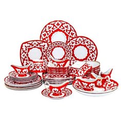 Столовый сервиз Красная Пахта, Turon porcelain, с золотом, 39 предметов,