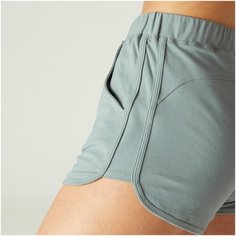 Шорты для фитнеса из биохлопка прямого покроя с карманами хаки NYAMBA Х Декатлон S RU44 Decathlon