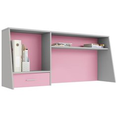 Надстройка для cтола Polini kids Aviv 1450, с ящиком и полкой, серый-розовый