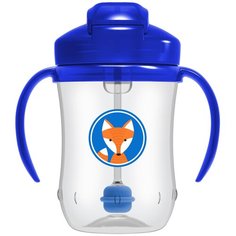 Dr.Browns Поильник с трубочкой и грузиком 270 мл, синий