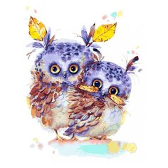 Картина по номерам «Осенние совушки», 30x40 см, Белоснежка