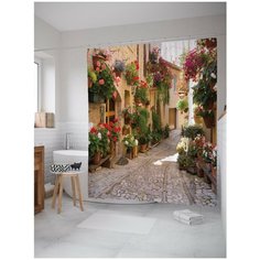 Штора для ванной JoyArty Улица с цветочными горшками 180х200 (sc-G17)