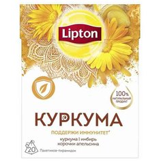 Травяной напиток Lipton Поддержи иммунитет куркума, имбирь и корочки апельсина в пирамидках, 20 шт.