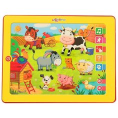 Планшет Азбукварик Музыкальная ферма желтый/красный