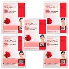 Маска косметическая для лица Dermal коллагеновая, с экстрактом розы 5шт