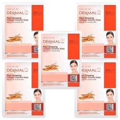Маска косметическая для лица Dermal коллагеновая, с экстрактом женьшеня 5шт