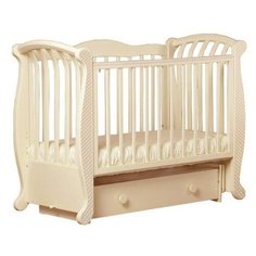 БИ 555.2 "Магнолия" кроватка маятниковая поперечная с декором №019 (слоновая кость) ЛЕЛЬ (Кубаньлесстрой)