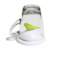 Чашка с крышкой "Sparrow", цвет: белый, зеленый Qualy