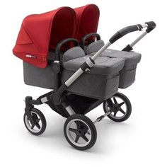 Универсальная коляска для двойни Bugaboo Donkey 3 Twin (2 в 1), alu/grey melange/red , цвет шасси: серебристый