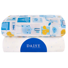 Многоразовые пеленки Daisy фланель 90х145 комплект 2 шт. мультяшки голубой